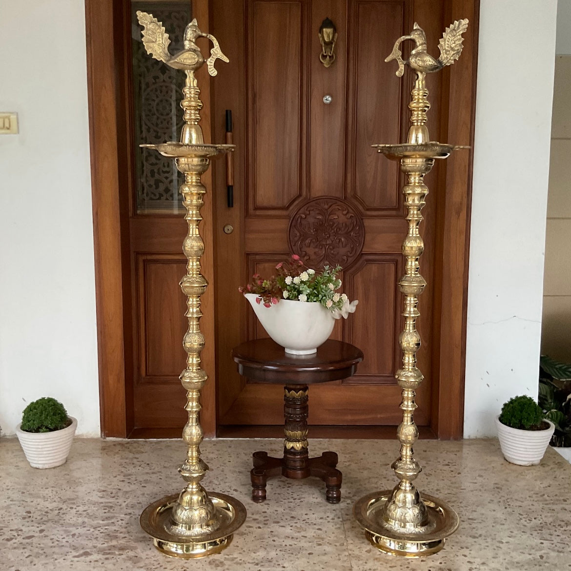 Brass Annapakshi Nilavilakku Lamp, Indian Decor Online USA