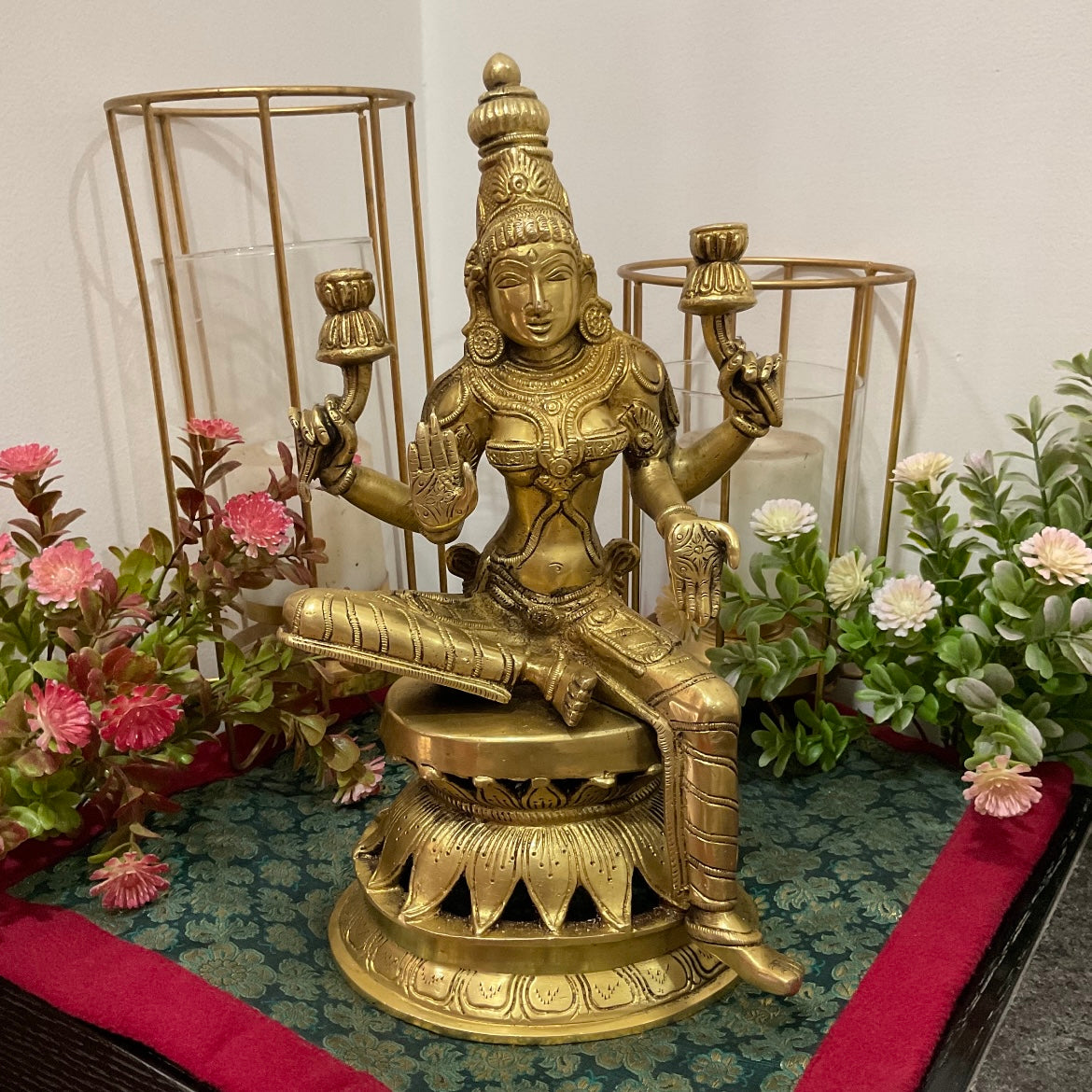 Vishnu Lakshmi Statue 15.5 cm | Brass statue | Home decor | Handmade |Blessing statue | Preserver god | Goddess of high quality luck