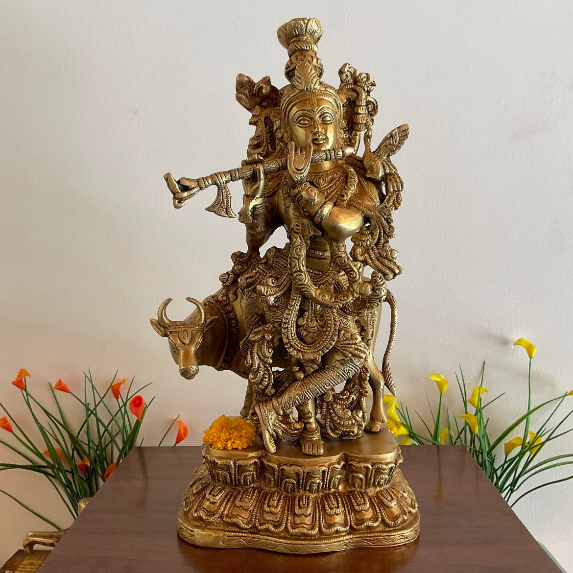 17 Brass Lord Krishna idol, Indian Hindu God