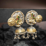 Majestic Grace Parrot Jhumka Sterling Silver Earring - Crafts N Chisel - Indian Home Decor USA