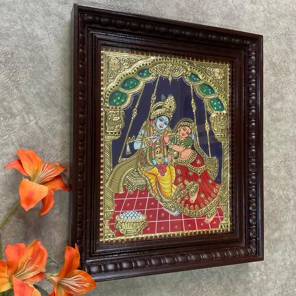 Radha Krishna 3D Tanjore Painting - Traditional Wall Art - Crafts N Chisel - Indian Home Decor USA