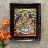 Goddess Saraswati 3D Tanjore Painting - Traditional Wall Art - Crafts N Chisel - Indian Home Decor USA