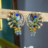 Heavenly Harmony Parrot Nandi Earrings - Crafts N Chisel - Indian Home Decor USA