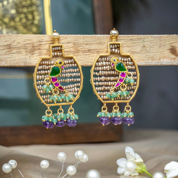 Eclectic Grace Parrot Earrings - Crafts N Chisel - Indian Home Decor USA