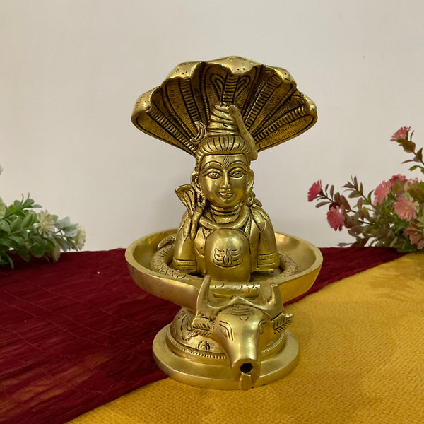 8 Inch Shivling Brass Idol - Pooja Statue for Home - Festive Decor - Crafts N Chisel - Indian Home Decor USA