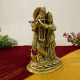 7.5 Inch Radha Krishna Decorative Brass Idol and Statue - Crafts N Chisel - Indian Home Decor USA