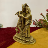 7.5 Inch Radha Krishna Decorative Brass Idol and Statue - Crafts N Chisel - Indian Home Decor USA