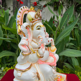 17.5 Inch Ganesha Idol For Home, Marble Dust Resin Hindu God Statue - Crafts N Chisel - Indian Home Decor USA