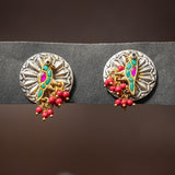 Parrot Chakra Sterling Silver Earrings - Crafts N Chisel - Indian Home Decor USA