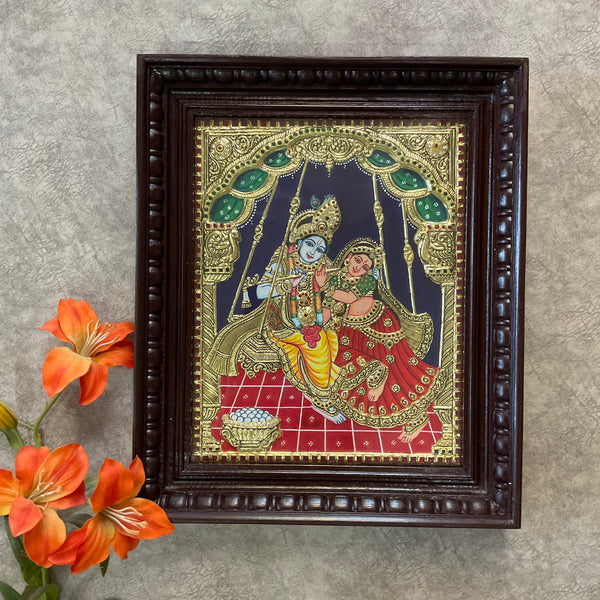 Radha Krishna 3D Tanjore Painting - Traditional Wall Art - Crafts N Chisel - Indian Home Decor USA