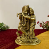 7.5 Inch Radha Krishna Decorative Brass Idol and Statue - Crafts N Chisel - Indian Home Decor USA