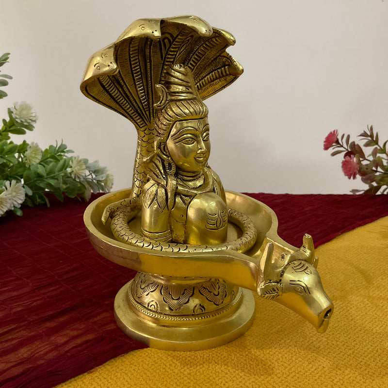 8 Inch Shivling Brass Idol - Pooja Statue for Home - Festive Decor - Crafts N Chisel - Indian Home Decor USA