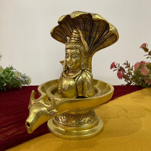 8 Inch Shivling Brass Idol - Pooja Statue for Home - Festive Decor - Crafts N Chisel - Indian Home Decor USA