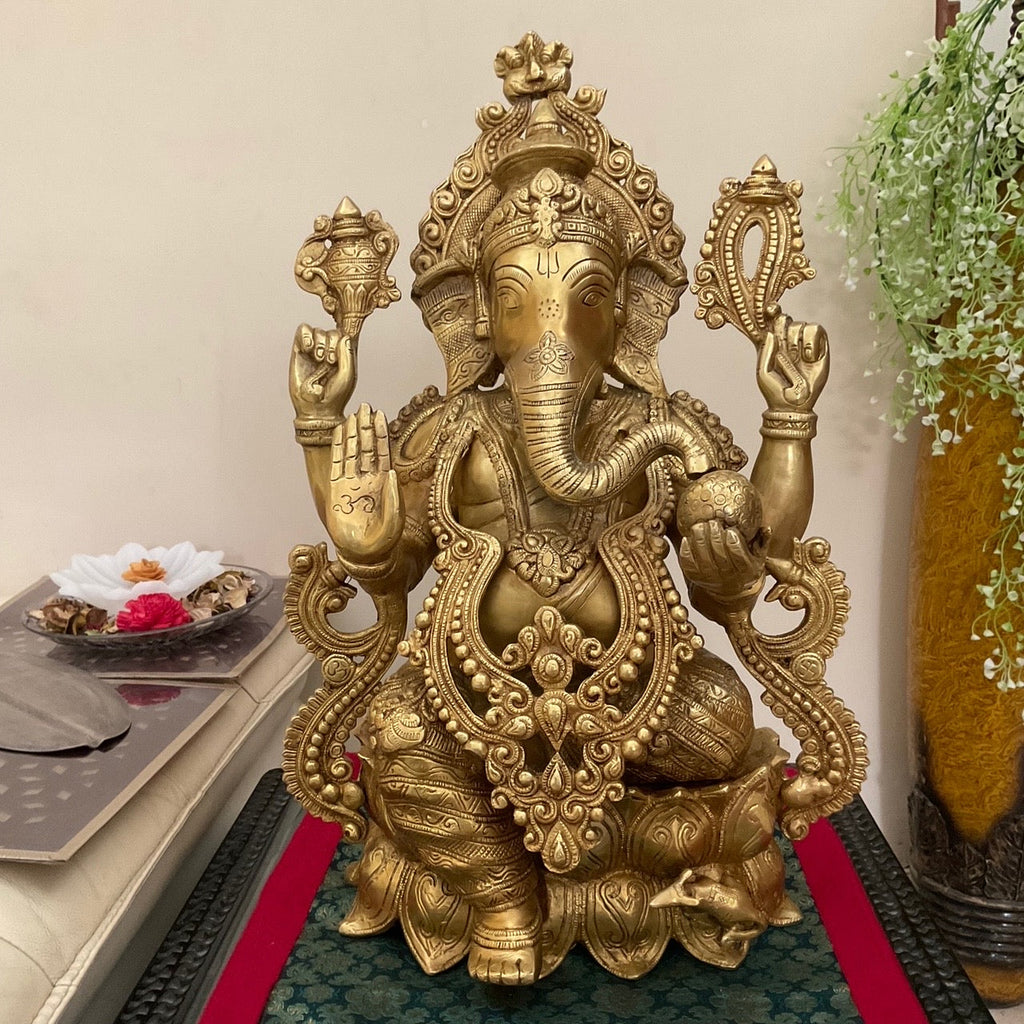 Ganesha Statue, Bonded Bronze Lord Ganesha Idol on Lotus, Ganapati,  Vinayaka. Hindu Elephant God & Good Luck Gift for New Beginnings. - Etsy